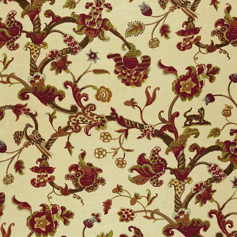 Schumacher Eastbury Manor Print Jewel Fabric
