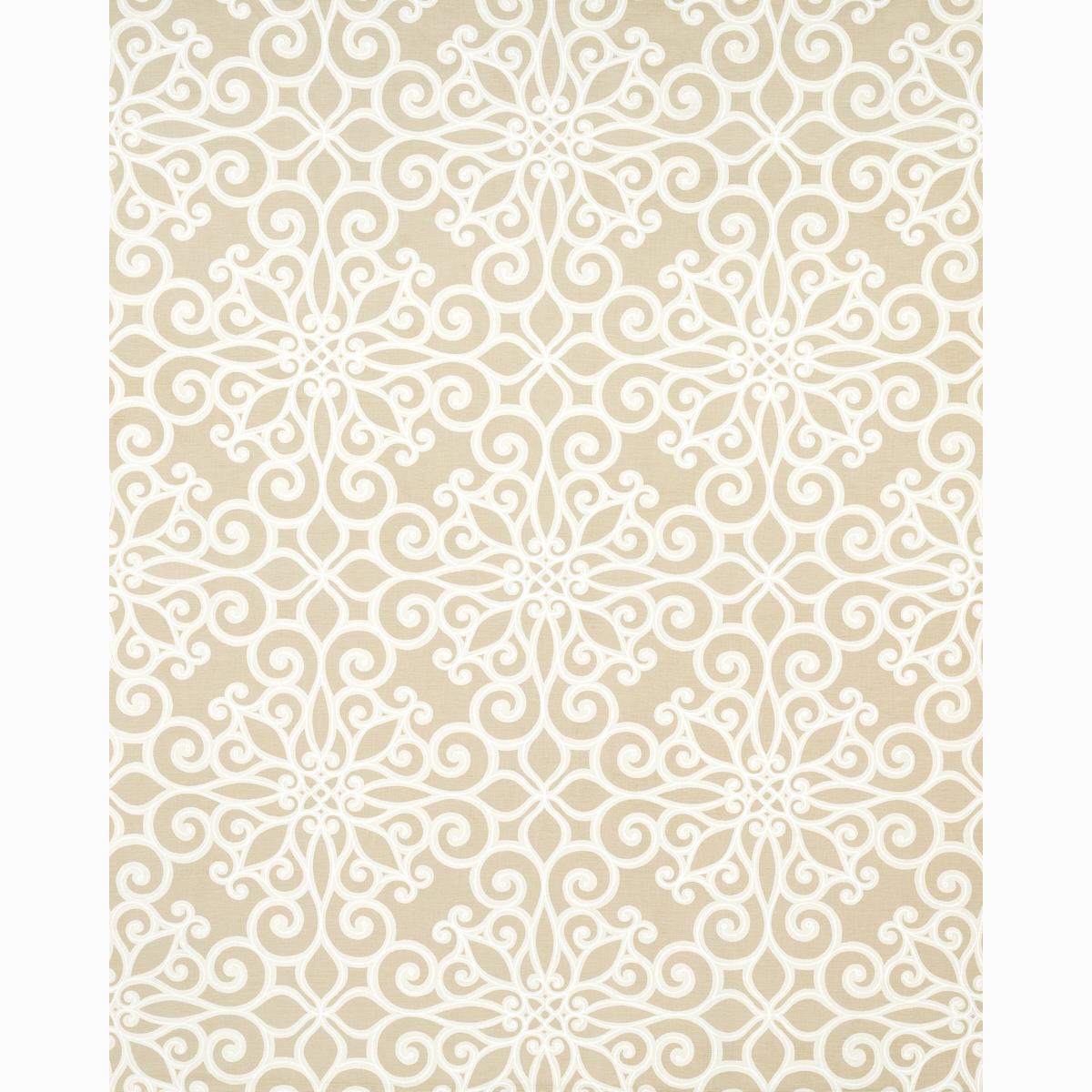 Schumacher Rosegate Embroidered Print Flax Fabric