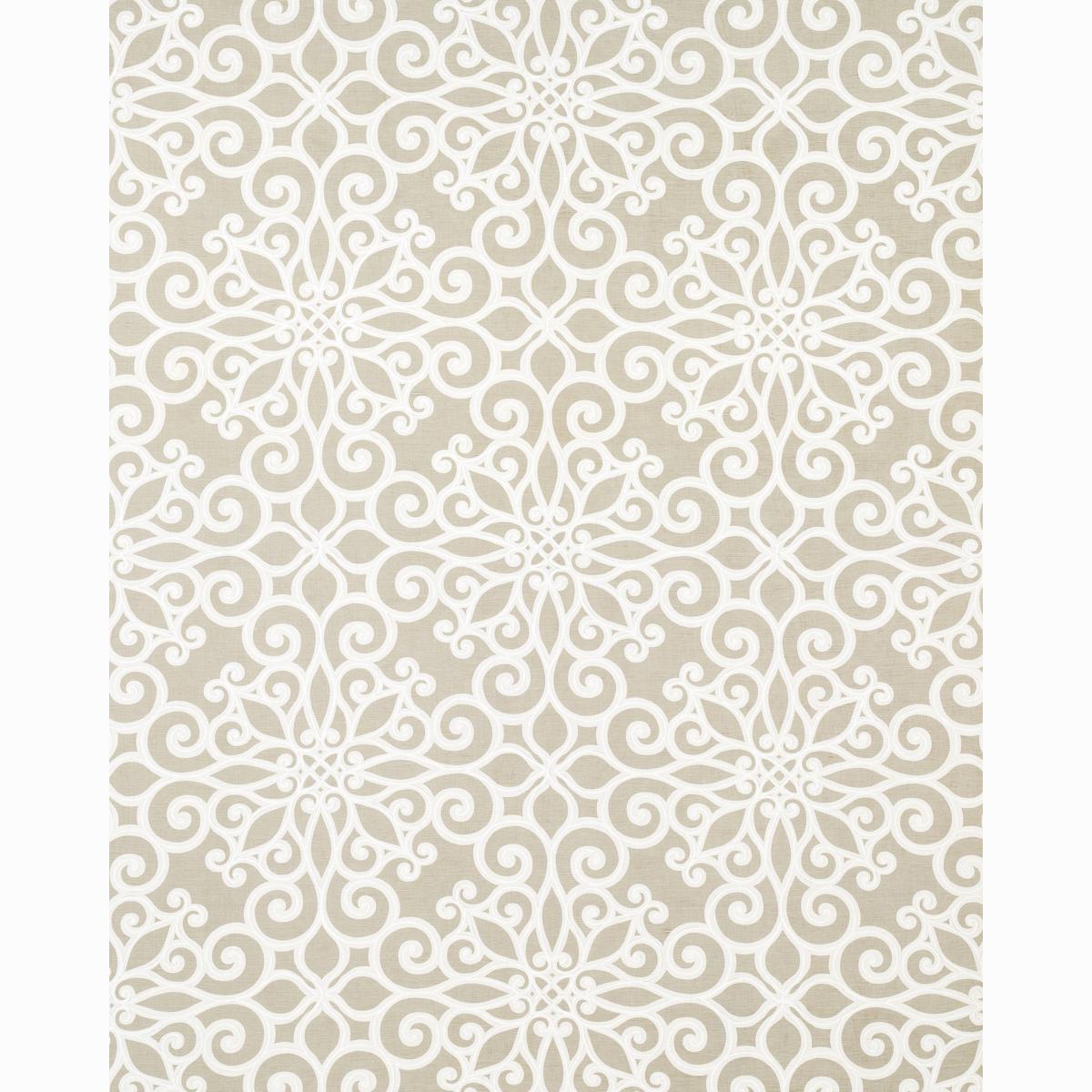 Schumacher Rosegate Embroidered Print Pumice Fabric