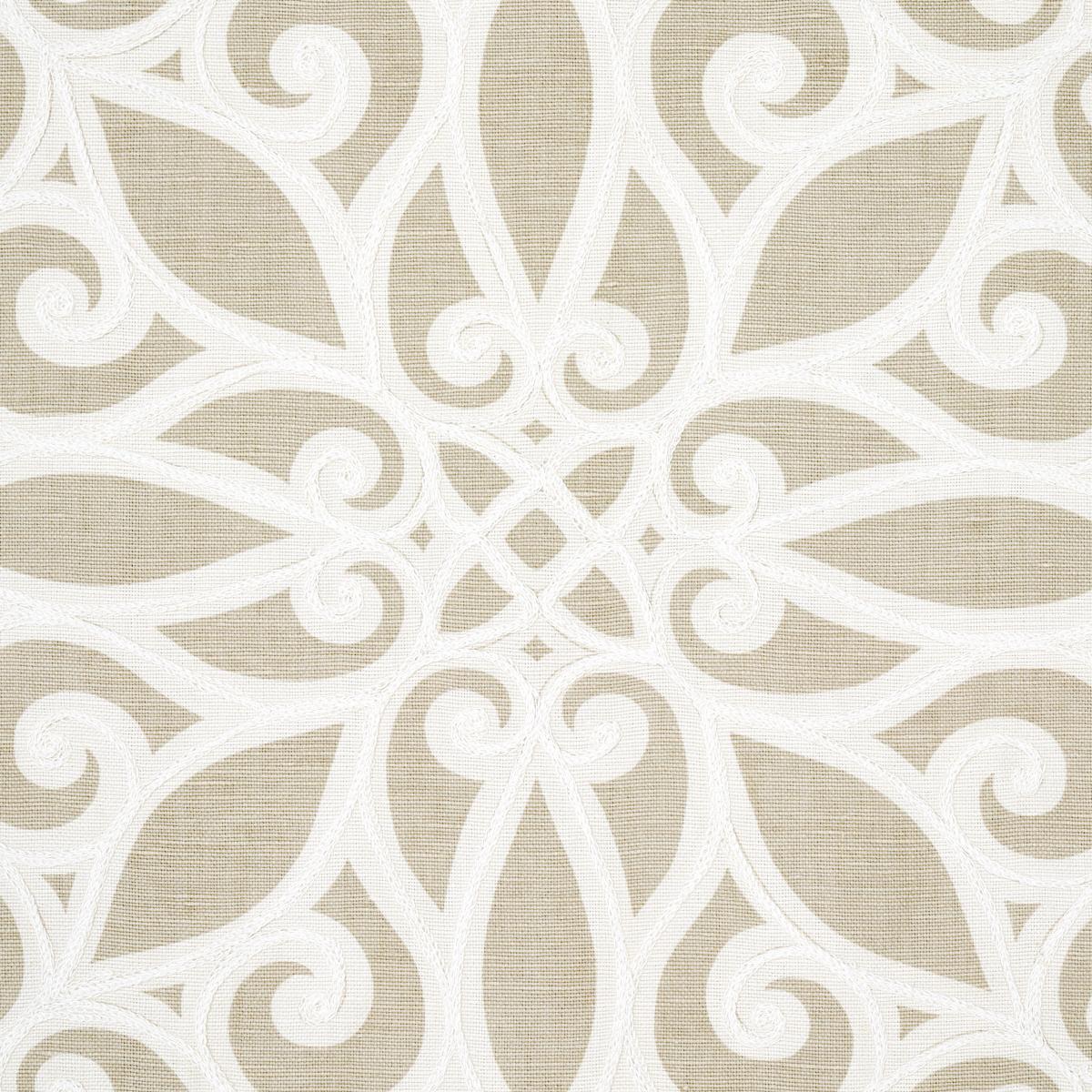 Schumacher Rosegate Embroidered Print Pumice Fabric