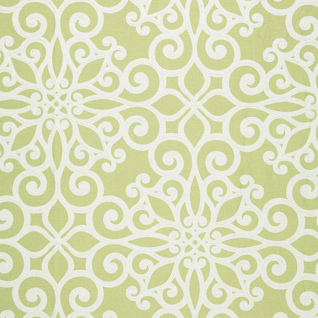Schumacher Rosegate Embroidered Print Chartreuse Fabric