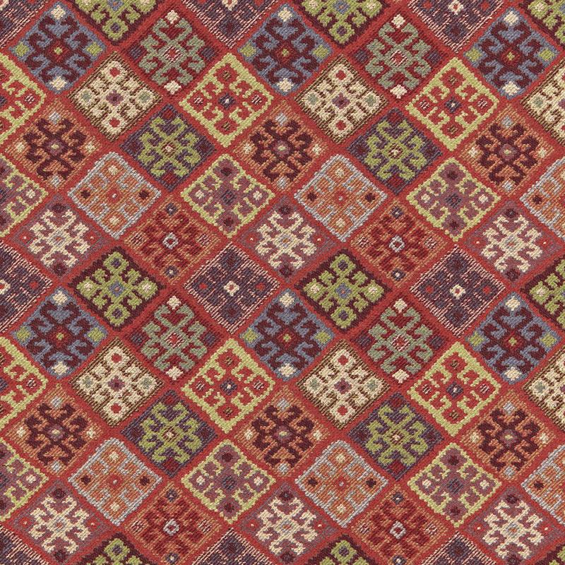 Schumacher Kilim Weave Carmine Fabric