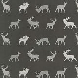 Schumacher Caribou Embroidery Charcoal Fabric