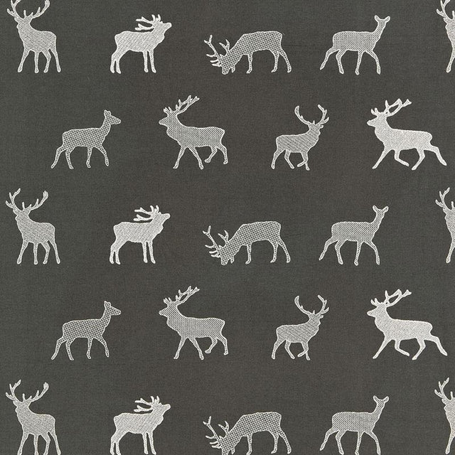 Schumacher Caribou Embroidery Charcoal Fabric