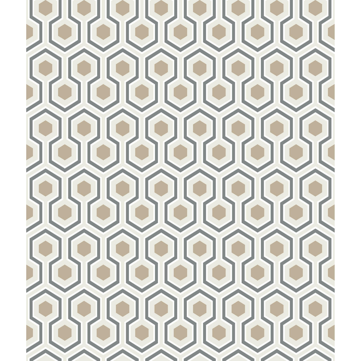 Cole & Son HICKS HEXAGON GILVER/WT/BK Wallpaper