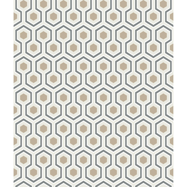 Cole & Son HICKS HEXAGON GILVER/WT/BK Wallpaper