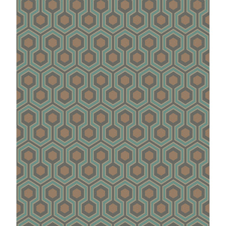 Cole & Son HICKS HEXAGON TEAL/GOLD Wallpaper