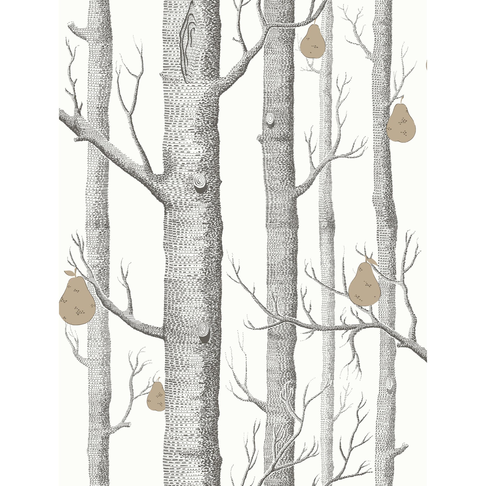 Cole & Son Woods & Pears Blk/Wht/Brnz Wallpaper