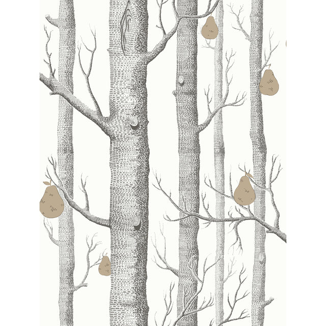 Cole & Son WOODS & PEARS BLK/WHT/BRNZ Wallpaper