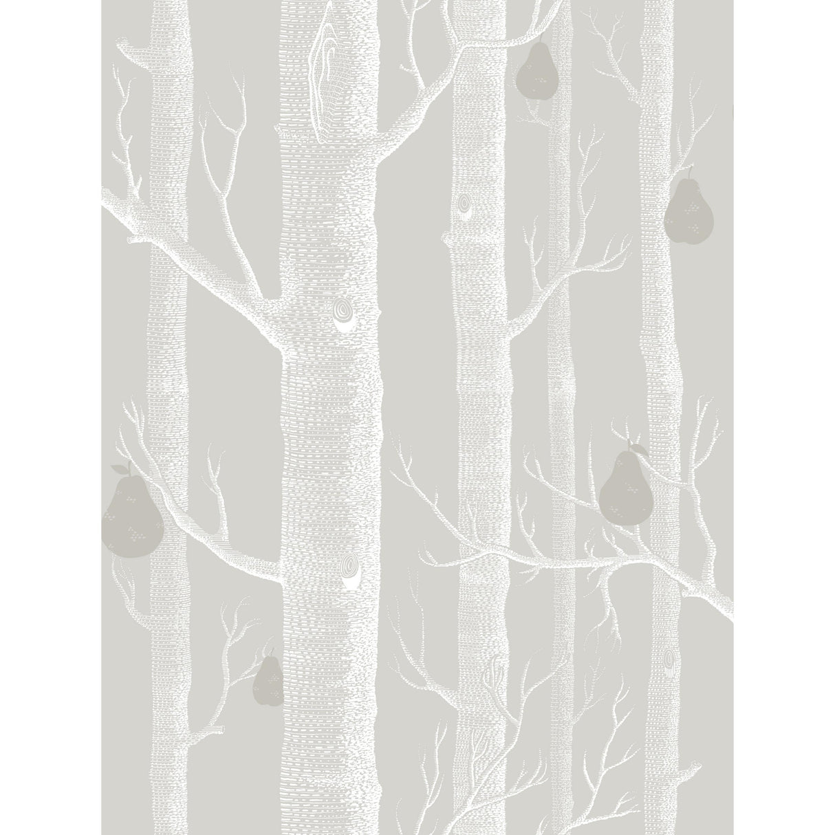 Cole & Son WOODS & PEARS GREY/WHT/SLVR Wallpaper