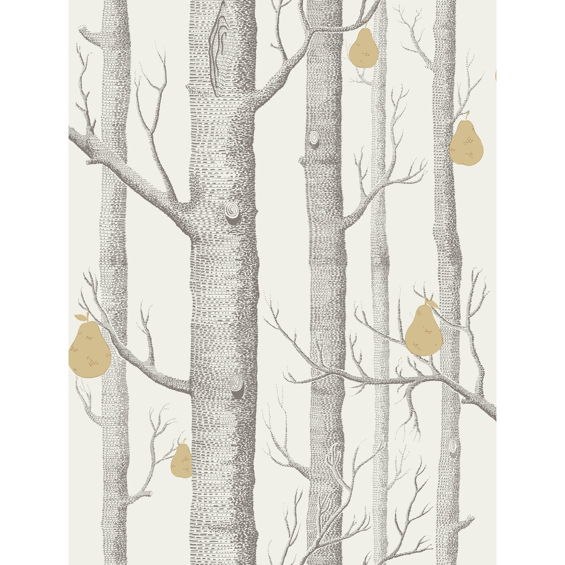 Cole & Son Woods & Pears Charcl/Lin/Gld Wallpaper