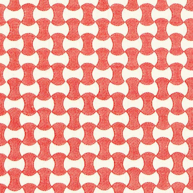 Schumacher Nolita Embroidery Coral Fabric