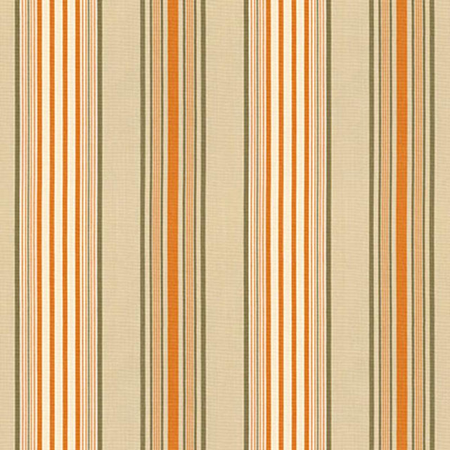 Schumacher Saratoga Cotton Stripe Beige / Mocha / Pumpkin Fabric