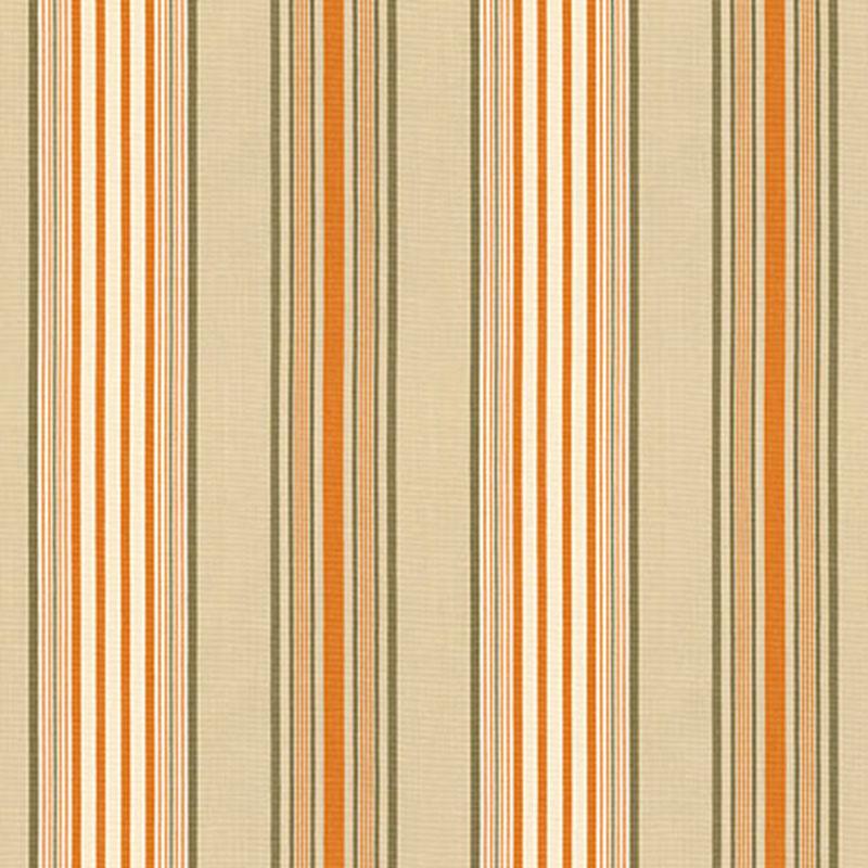 Schumacher Saratoga Cotton Stripe Beige / Mocha / Pumpkin Fabric