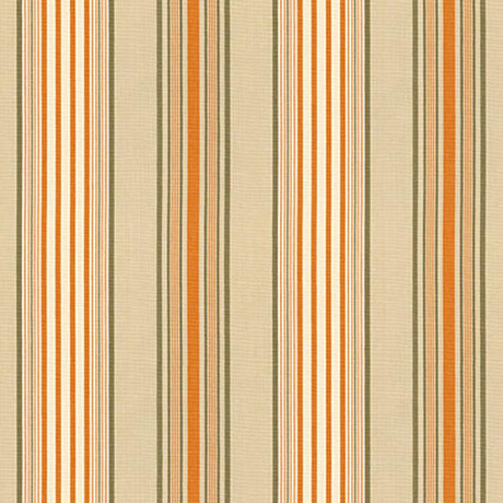 Schumacher Saratoga Cotton Stripe Beige / Mocha / Pumpkin Fabric