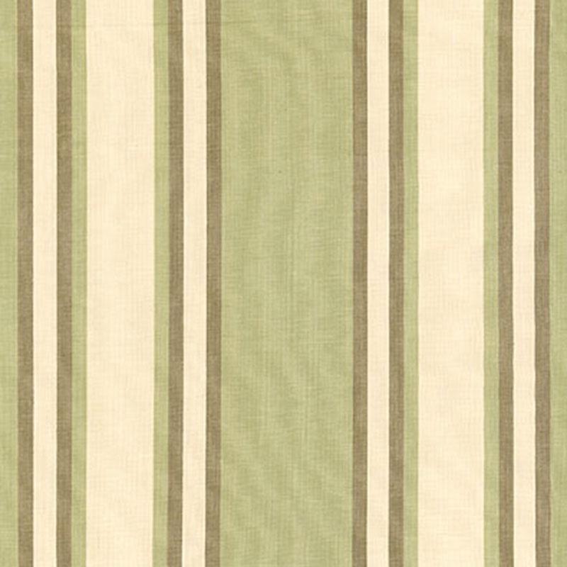 Schumacher Seneca Cotton Stripe Green Tea/Mocha Fabric