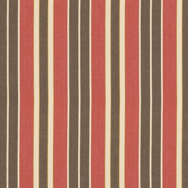 Schumacher Beacon Cotton Stripe Red/Java/Beige Fabric