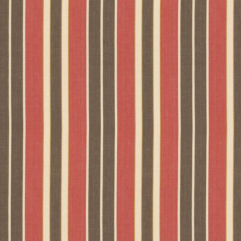 Schumacher Beacon Cotton Stripe Red/Java/Beige Fabric
