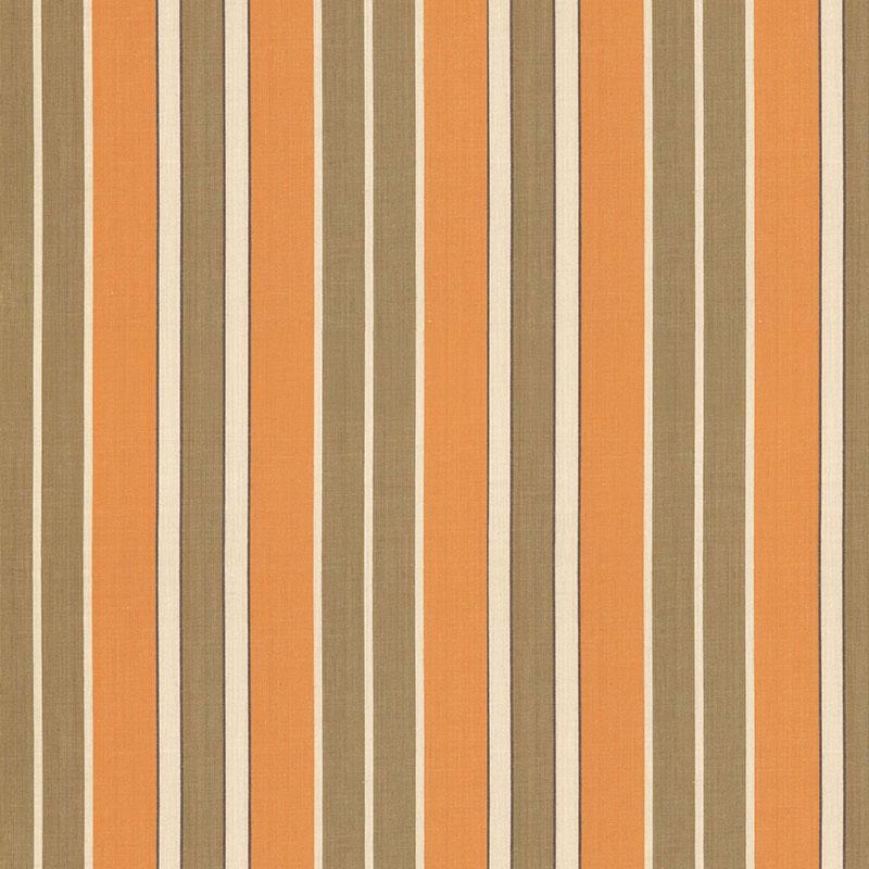 Schumacher Beacon Cotton Stripe Pumpkin/Mocha/Java Fabric