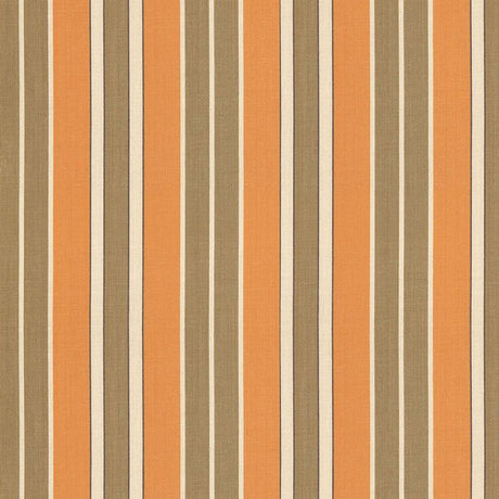 Schumacher Beacon Cotton Stripe Pumpkin/Mocha/Java Fabric