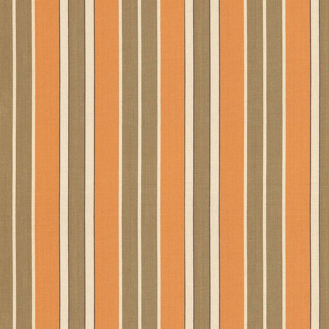Schumacher Beacon Cotton Stripe Pumpkin/Mocha/Java Fabric