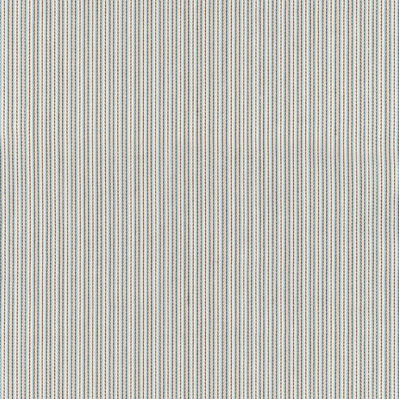 Schumacher Baker Cotton Stripe Ivory/Aqua/Mocha Fabric
