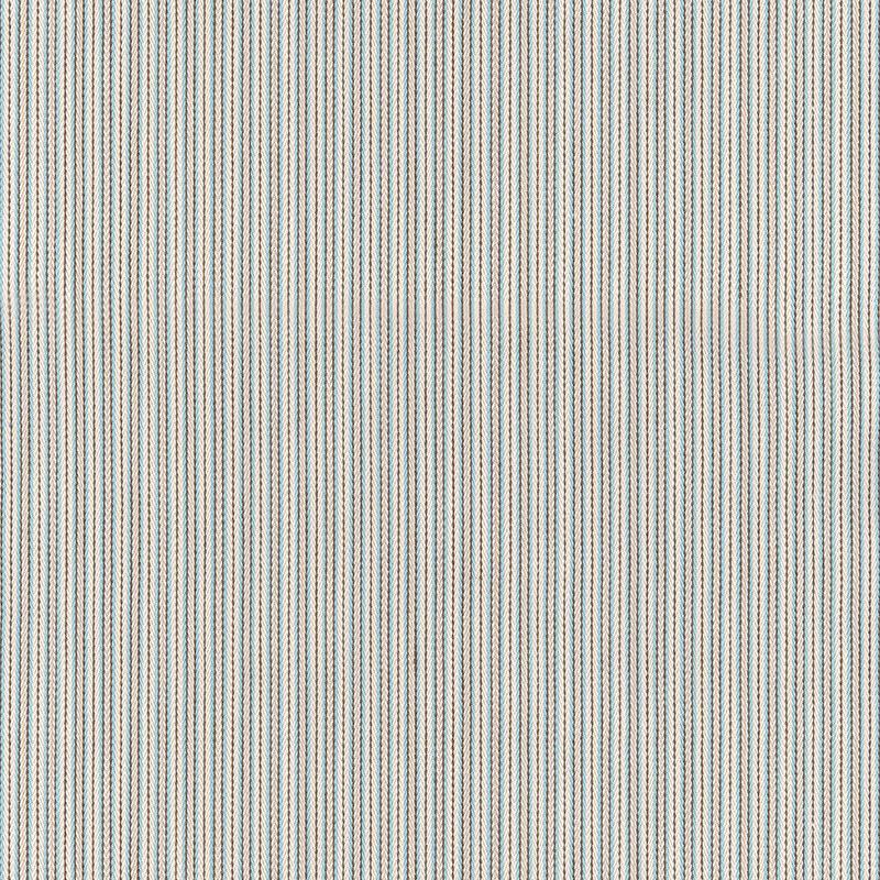 Schumacher Baker Cotton Stripe Ivory/Aqua/Mocha Fabric