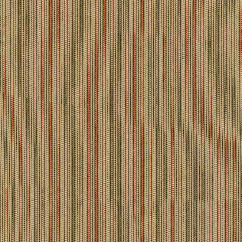 Schumacher Baker Cotton Stripe Flax/Mocha/Red Fabric