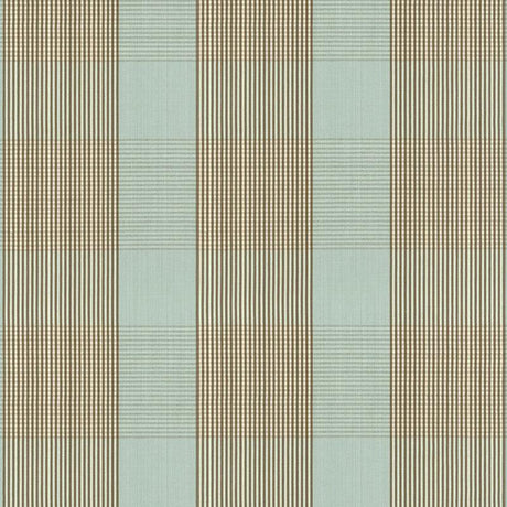 Schumacher Avon Gingham Plaid Mocha/Aqua Fabric
