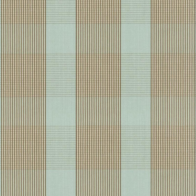 Schumacher Avon Gingham Plaid Mocha/Aqua Fabric