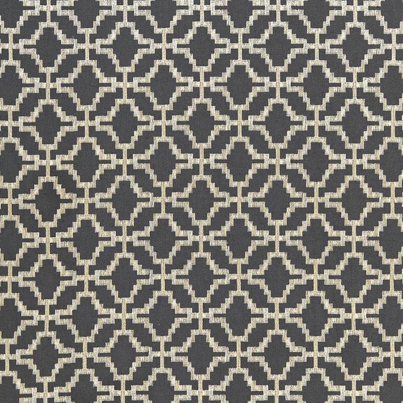 Schumacher Sarana Linen Embroidery Carbon Fabric