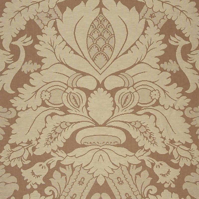 Schumacher Fitzroy Linen Damask Camel Fabric
