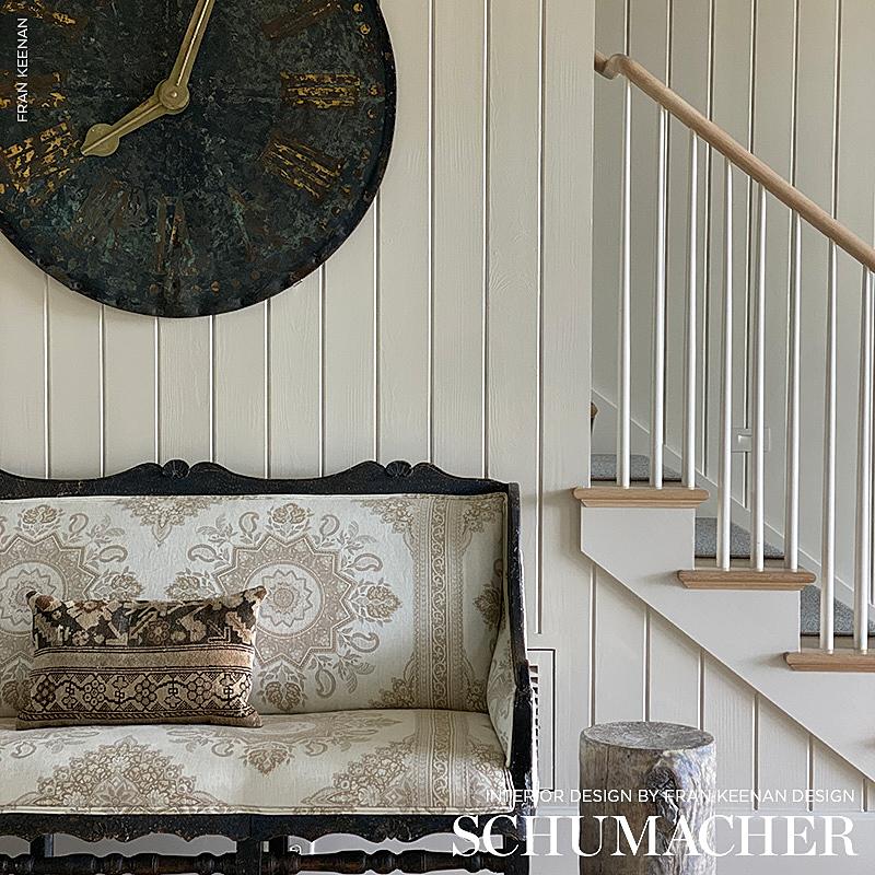 Schumacher Montecito Medallion Neutral Fabric