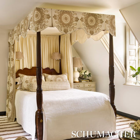 Schumacher Montecito Medallion Neutral Fabric