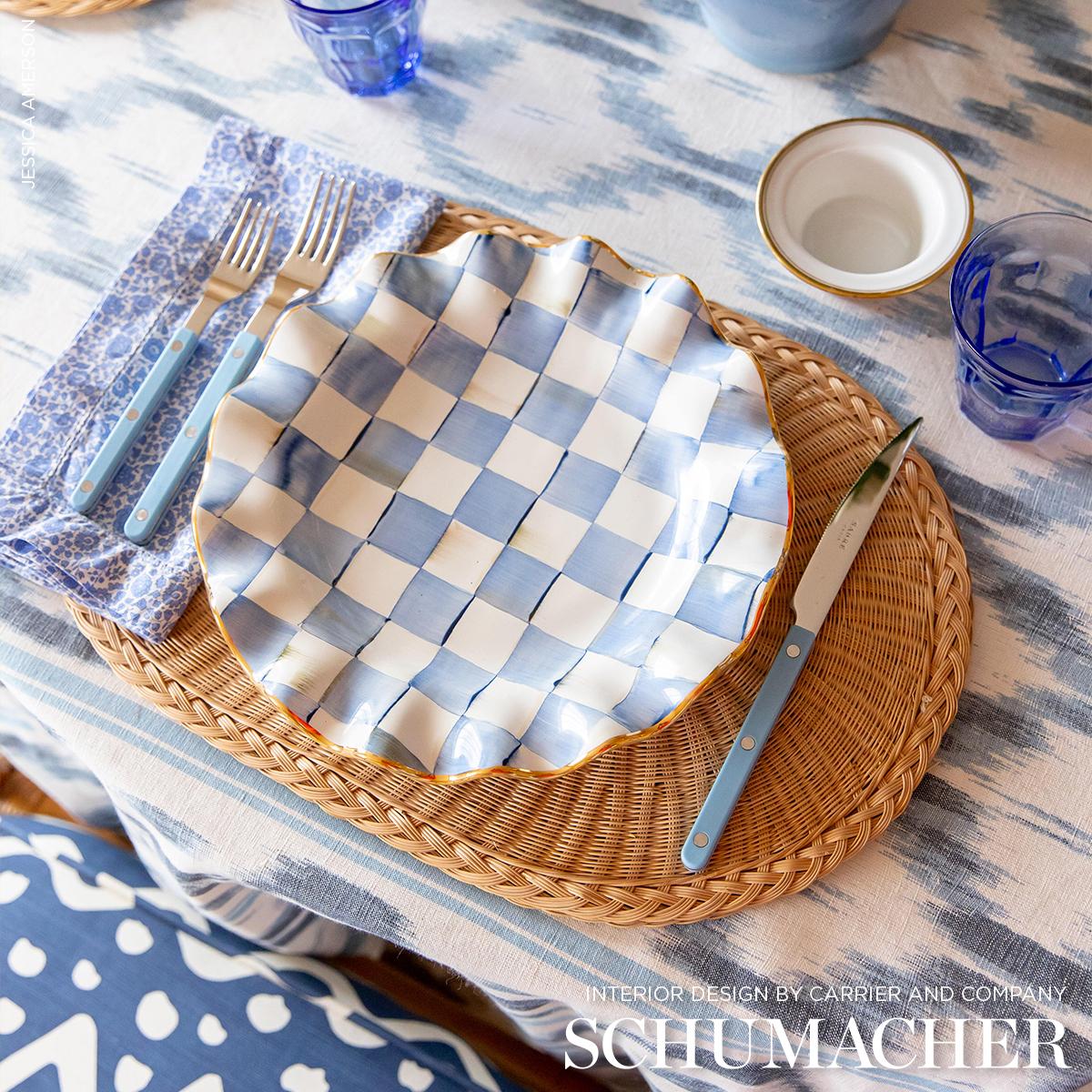 Schumacher Santa Monica Ikat Indigo Fabric
