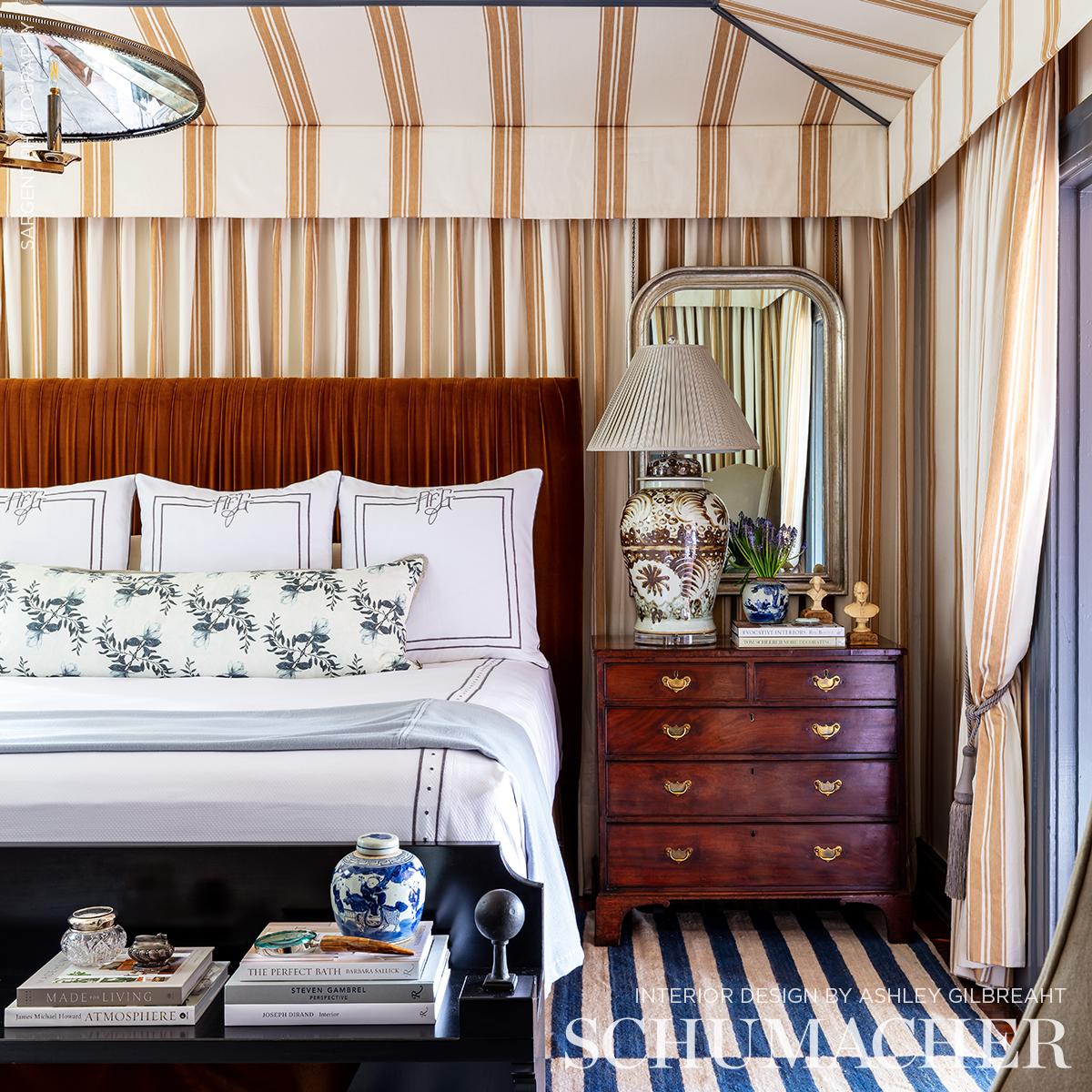 Schumacher Brentwood Stripe Neutral Fabric