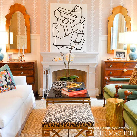 Schumacher Acanthus Stripe Sisal Haze Wallpaper