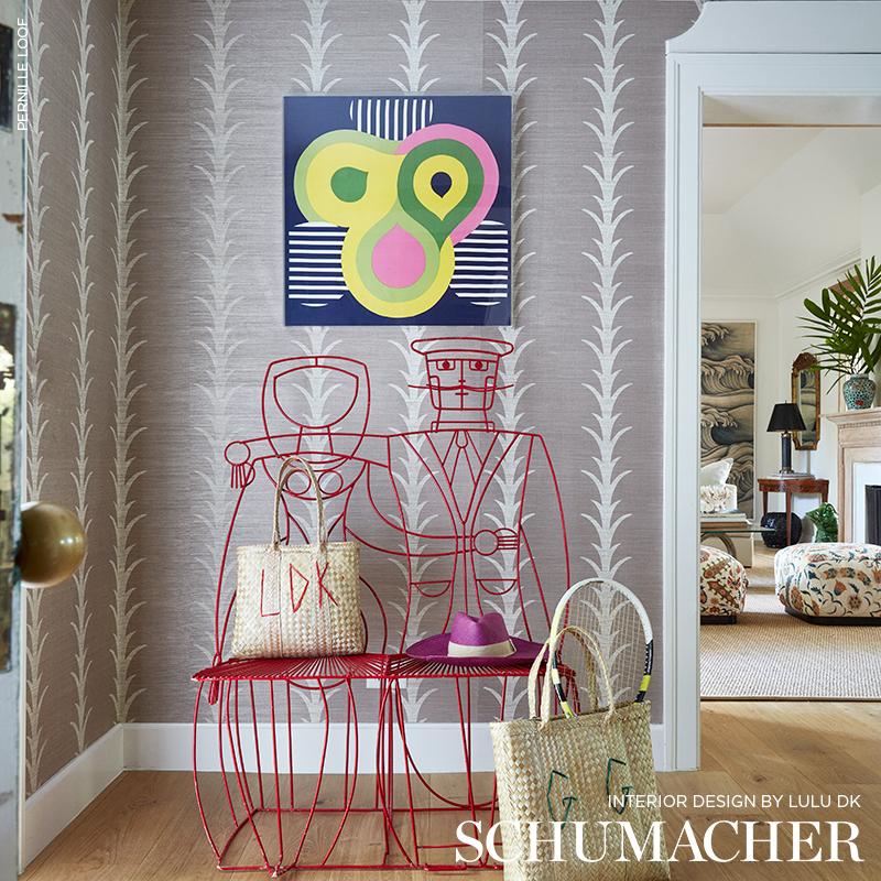 Schumacher Acanthus Stripe Sisal Haze Wallpaper