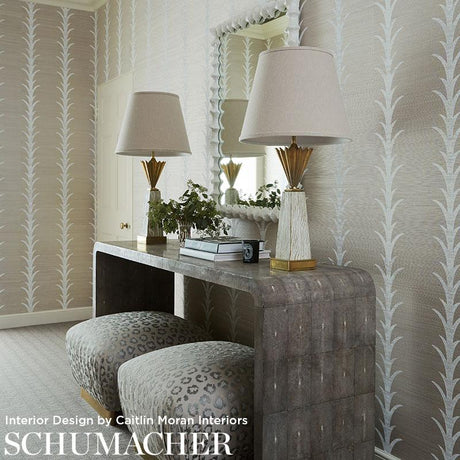Schumacher Acanthus Stripe Sisal Haze Wallpaper