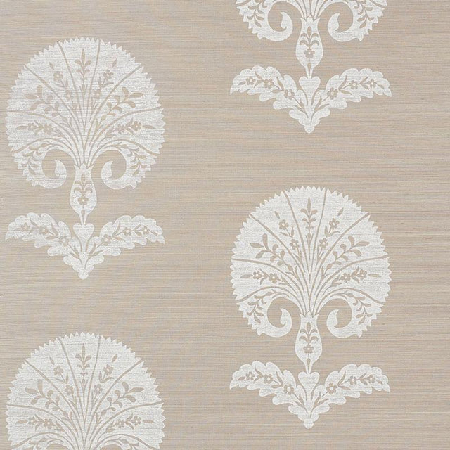 Schumacher Ottoman Flower Sisal Fog Wallpaper
