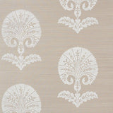 Schumacher Ottoman Flower Sisal Fog Wallpaper