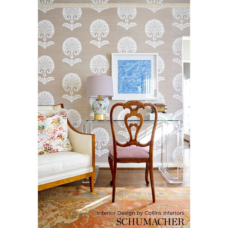 Schumacher Ottoman Flower Sisal Fog Wallpaper – DecoratorsBest