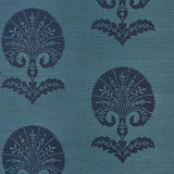 Schumacher Ottoman Flower Sisal Peacock Wallpaper