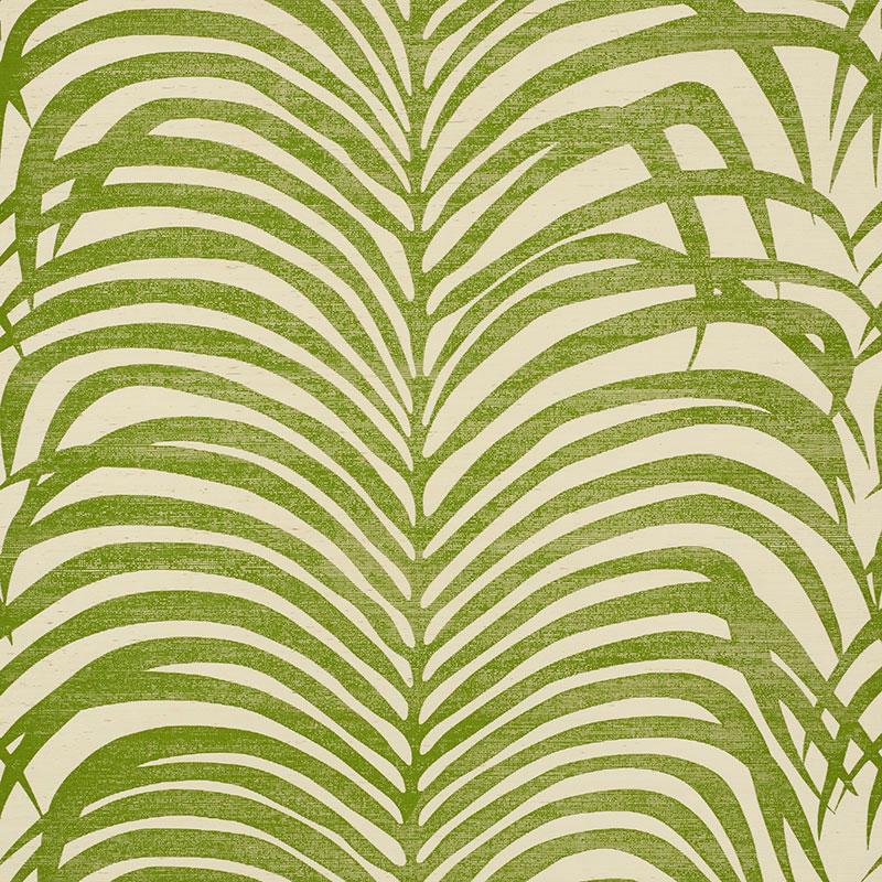 Schumacher Zebra Palm Sisal Green Wallpaper