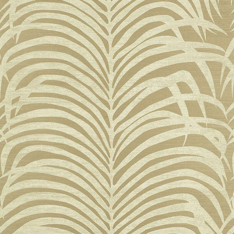 Schumacher Zebra Palm Sisal Sage Wallpaper