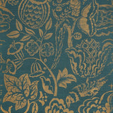 Schumacher Uccello Sisal Gold On Peacock Wallpaper