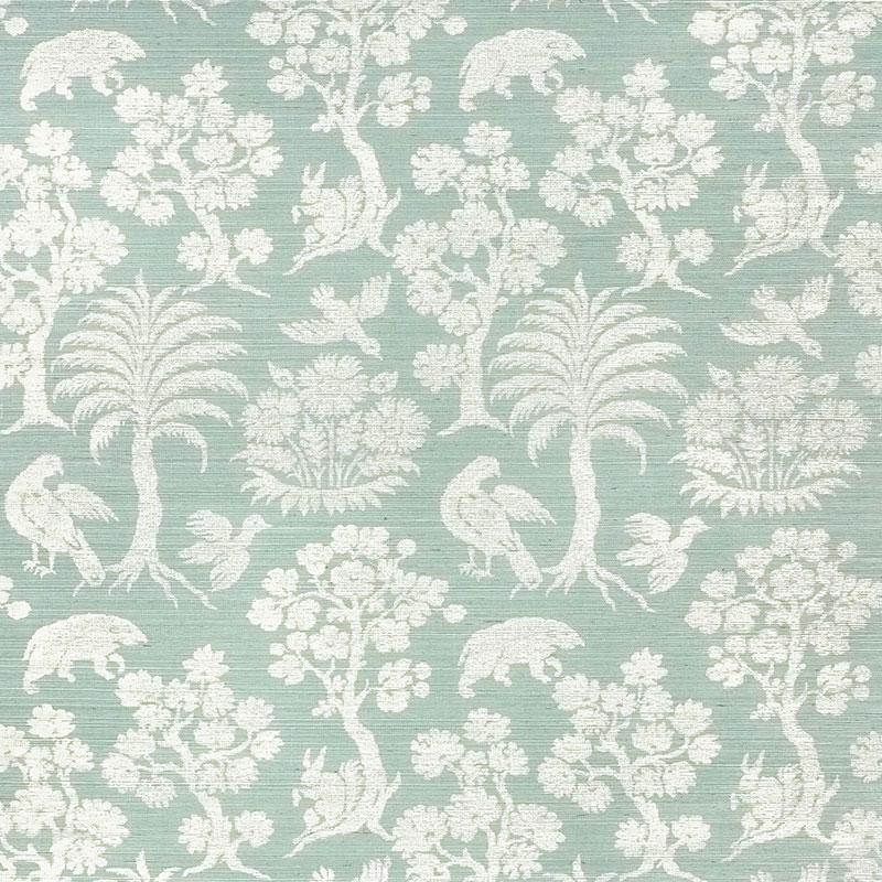 Schumacher Woodland Silhouette Sisal Sky Wallpaper