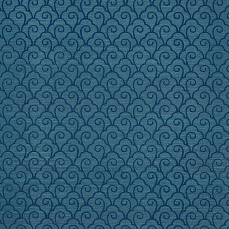 Schumacher Scallop Filigree Sisal Lapis On Peacock Wallpaper