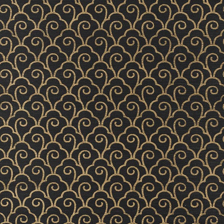 Schumacher Scallop Filigree Sisal Gold On Jet Wallpaper