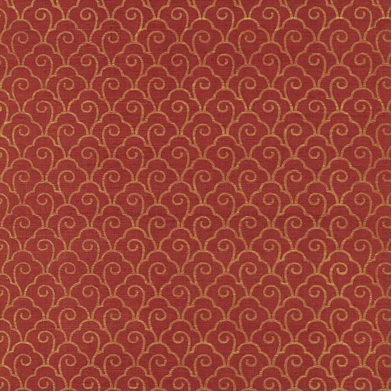 Schumacher Scallop Filigree Sisal Gold On Lacquer Wallpaper